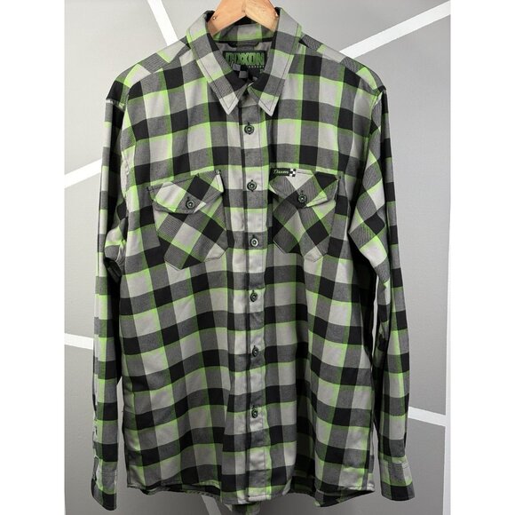 Dixxon Last Lap Flannel Shirt Men’s XL Green Black Plaid Button Down - Picture 1 of 15